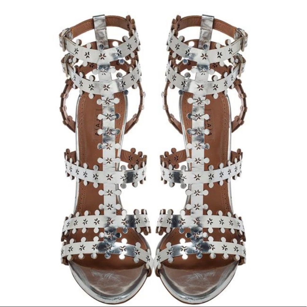 Azzedine Alaia caged high heel sandals silver 41 alaia heels alaia shoes